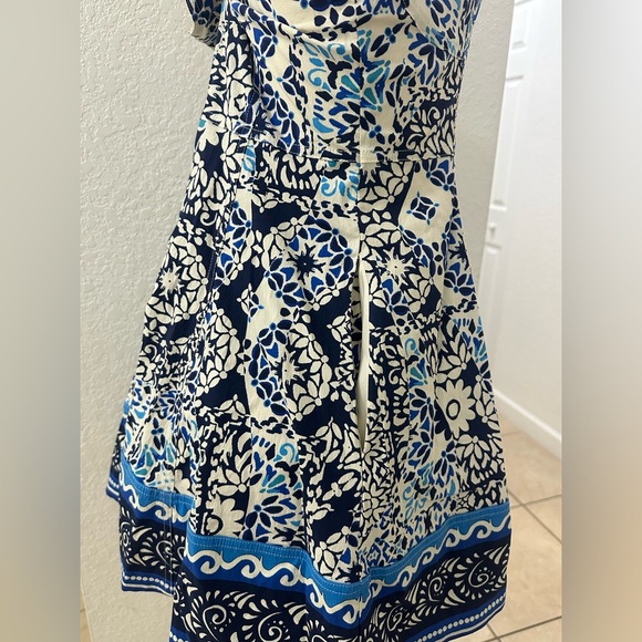 Avec Les Filles Sweetheart Neck Mini Sundress in Blue and White size 8 - Picture 7 of 13